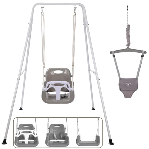 2-in-1 Toddler Swing and Jumper - Indoor & Outdoor Swing Set - Black