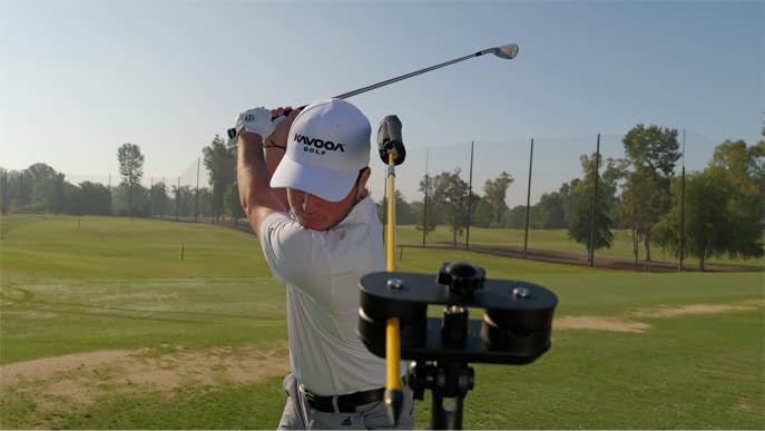 Golf Swing Trainer with Tripod & Phone Holder for Alignment Speed & Accuracy