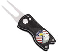 Patriotic Golf Divot Tool with USA Flag & Eagle Ball Marker - Perfect for Golfers (Black)