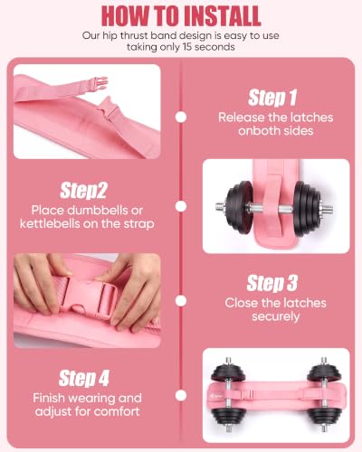 Pink Hip Thrust Belt for Glute Workout Leather Support Belt