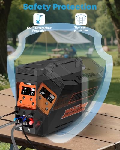 Portable Water Heater for Camping with Rechargeable Battery and Propane