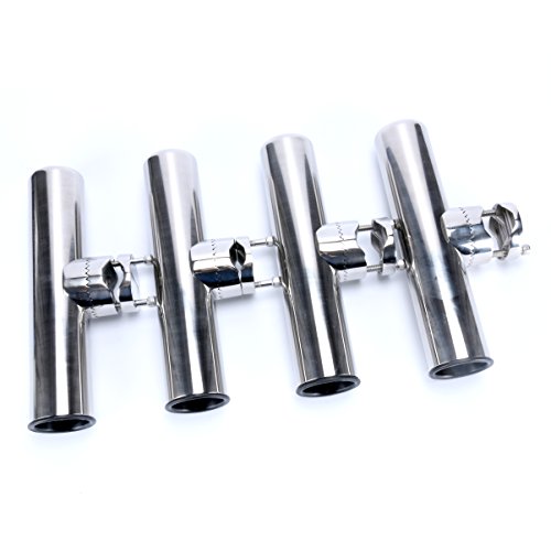 Amarine Made 4-Pack Boat Fishing Rod Holders Stainless Steel Adjustable Mounts