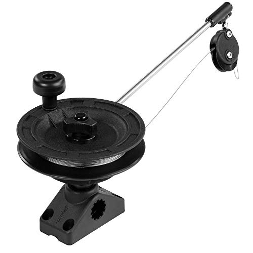 Manual Downrigger with Post Mount - 100 Ft Stainless Steel Cable, Display Packed