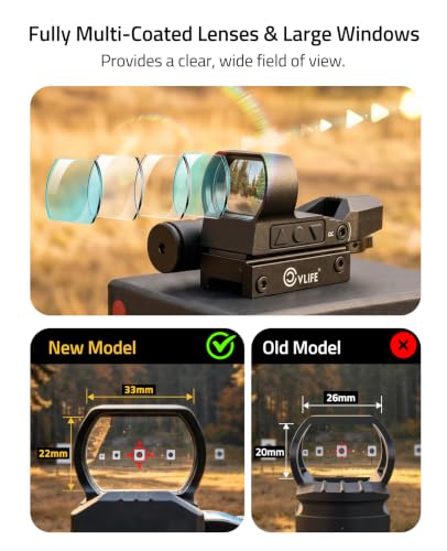CVLIFE Rechargeable Red Dot Sight with Red/Green Laser & 4 Reticles for Hunting & Targeting