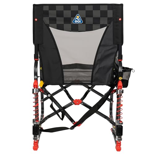 Portable Camping Rocking Chair with Drink Holder & Adjustable Tension