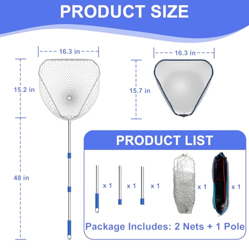 Chicken Catching Net Set with Stainless Steel Pole – 2 Handwoven Bird & Fish Nets