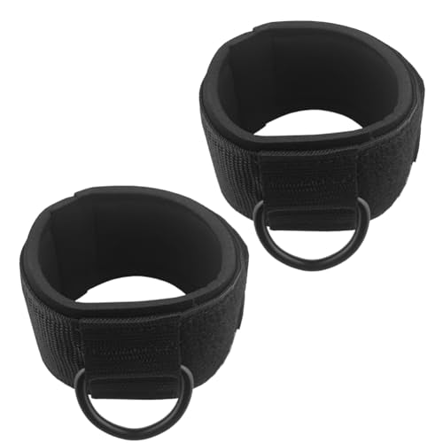 Black D-Ring Ankle Straps for Cable Machine & Glute Work - Padded Foot Cuffs