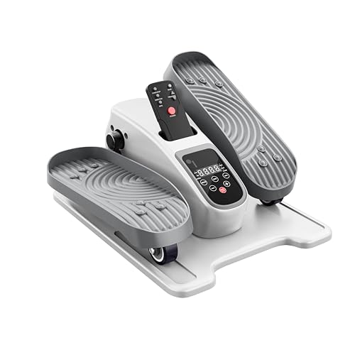 White Under Desk Elliptical Machine with Remote - Quiet Portable Leg Exerciser for Seniors & Home Office
