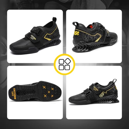 CASTIRON LIFT Heavy Lifting Shoes for Men & Women, Wide 13.5 Women / 12 Men, Black - Powerlifting, Crossfit, Squat, Deadlift Footwear