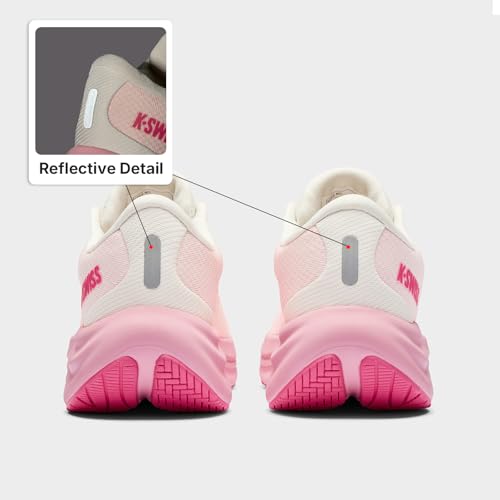 K-Swiss Women's Shadx Running Sneakers - White & Pink, Walking & Jogging Shoe