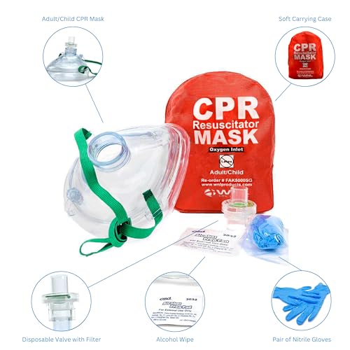 WNL Products 10-Pack Adult/Child CPR Rescue Masks Kit with Case