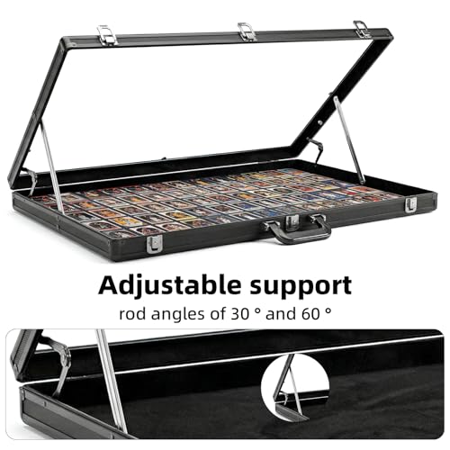 Dwwce Black 34x22 Inch Portable Card Display Case with Lockable Acrylic Sides