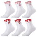 Cute Cherry Crew Socks for Women and Girls - 6 Pairs White Socks