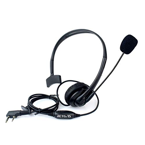 Retevis Overhead Walkie Talkie Headset with Boom Mic, 2 Pin, for RT22 RT68 RT21 H-777 RT86 RT19 RB26 RB45, Compatible with Kenwood Arcshell Walkie-Talkie, Two Way Radio Headset(5 Pack)