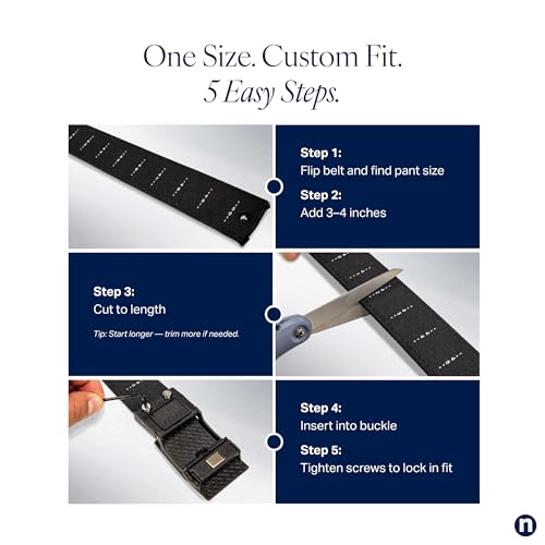 Nexbelt Supreme EDC Tactical Gun Belt for Concealed Carry, Black - No-Hole Adjustable Belt, IWB & OWB