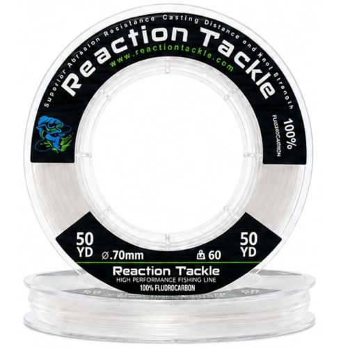 Reaction Tackle 80lb Fluorocarbon Fishing Line 125 Yards Clear Pro Grade Leader or Main