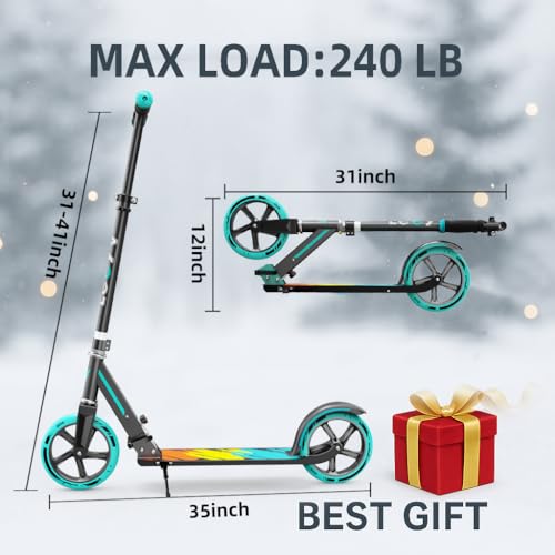 LEEYV Kids & Adult Folding Kick Scooter Blue & Black, Max 240 LBS