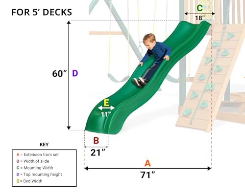 Wave Slide for 4-5 Foot Decks - Blue Plastic Playground Slide for Kids