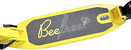 Bee Free XLT Adjustable Handlebar Kick Scooter for Adults and Teens, Yellow, Foldable, Anti-Shock Suspension, Rear Foot Brake, 12+