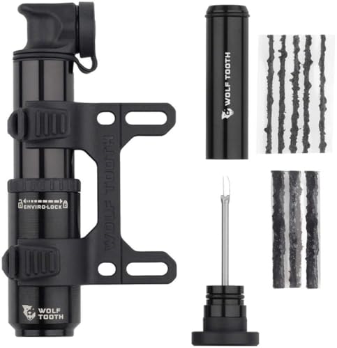 Wolf Tooth EnCase Bike Pump 40cc with Tubeless Tire Plug Tool - Waterproof, Compact, Quick-Access