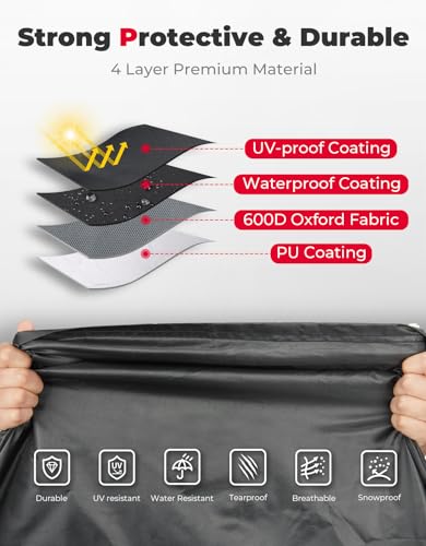 Waterproof Golf Cart Cover 4-Seater, 600D Rain Protection, Black, 108" L