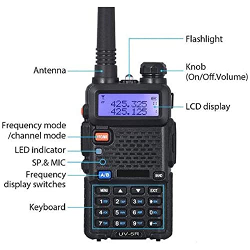 Baofeng UV-5R Dual Band Ham Radio 6 Pack with 5W 1800mAh Batteries