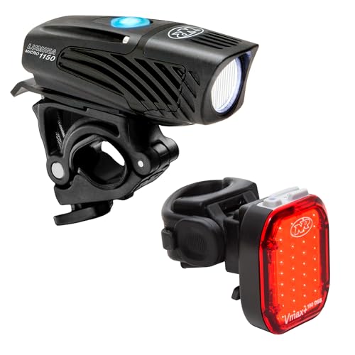 NiteRider Lumina Micro 1150 & Vmax+ 180 Bike Light Set - USB Rechargeable Front & Rear Safety Lights for Cycling