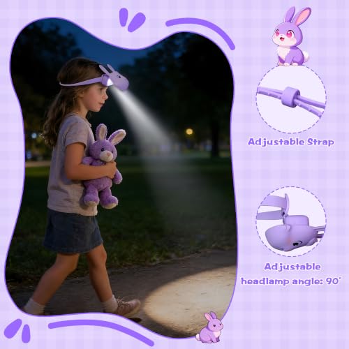 Kids Rabbit Headlamp Rechargeable with 3 Brightness Levels & Flash Modes - Style-Rabbit