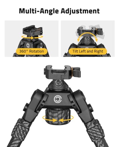 CVLIFE 30% Carbon Fiber Picatinny Bipod with Quick Release, Adjustable Height & 360° Rotation