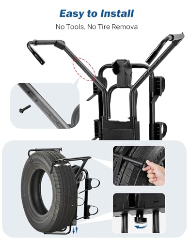 JOYTUTUS Bike Rack for Wrangler & Bronco Spare Tire, Fits 25.5-37 Inch Wheels