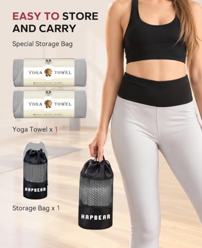 Grey 2 Pack Non Slip Yoga Mat Towels with Grip Dots - 72 x 24 Inches
