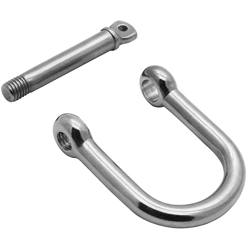 Marine Grade 316 Stainless Steel Wide D Shackle 1/4 Inch 4 Pack for Boat Rigging