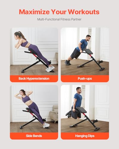Adjustable Foldable Roman Chair Hyperextension Bench for Back Glutes Hamstring Workout