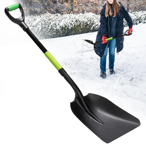 IDZO Heavy Duty Aluminum Steel Snow Shovel Black 44.5 Inch Wide Blade with Ergonomic Handle