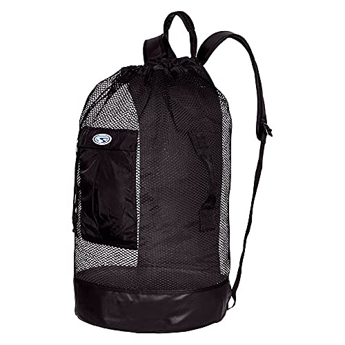 Backpack for Dive Gear - 103L Mesh Dive Bag with Dry Pockets - Black, One Size