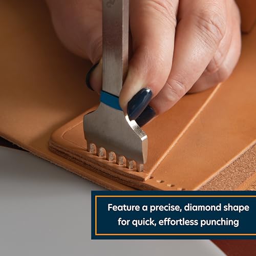 Leather Stitching Chisel Set with 5mm Spacing - Diamond Tip Leather Punch Tool Kit