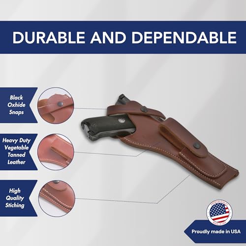 Leather Gun Holster with Mag Pouch for Ruger MK I-IV - Right Hand, Mahogany