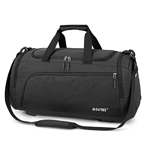 60L Waterproof Duffle Backpack with Wet Pocket & Shoe Compartment - Dark Grey/Black