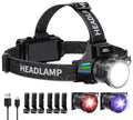OMALIGHT Rechargeable Headlamp 16 Modes Waterproof with Blue Light for Hunting & Detection
