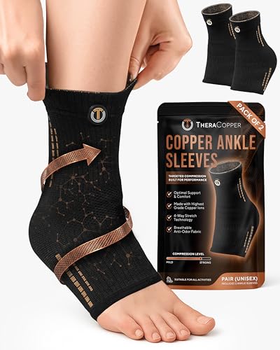 TheraCopper Copper Ankle Support Brace Medium 2 Pack - Support & Recovery