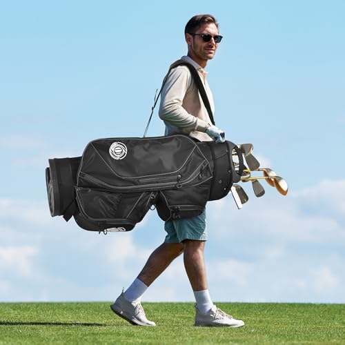 Shopsource Lightweight Golf Cart Bag with 15-Way Organizer & Putter Well - Grey & Black