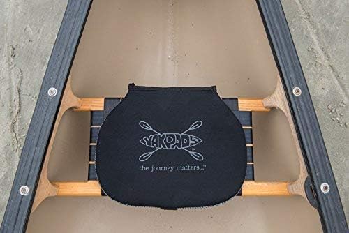 Black Cushioned Canoe Seat Pad with Water Bottle Holder - Yakpads