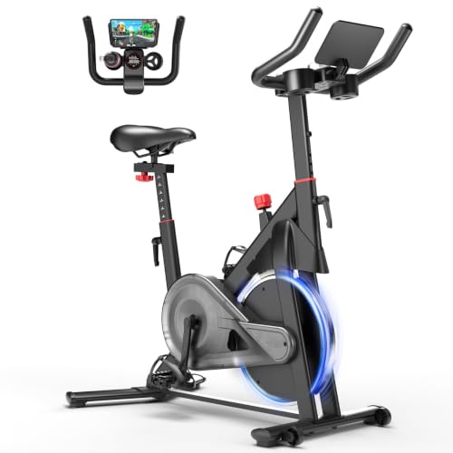 Lacuffy Pro-Silvery Indoor Cycling Bike with 32-Level Magnetic Resistance, Bluetooth App, Silent Belt Drive, Adjustable Seat & Handlebars