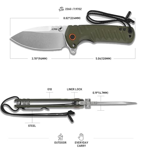 CJRB Tundra Green Pocket Knife with D2 Steel Blade & G10 Handle