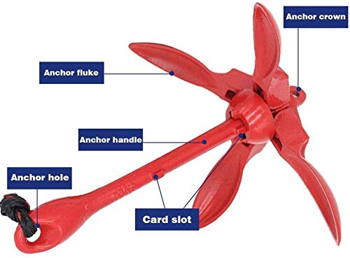 ISURE MARINE Kayak Anchor Kit 3.5 lb Folding Grapnel with 29.5 ft Rope – Red (Variation: Red)