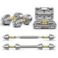 PHOEROS Adjustable Dumbbell Set 44 lbs - 3-in-1 Steel Dumbbells & Barbell for Home Gym