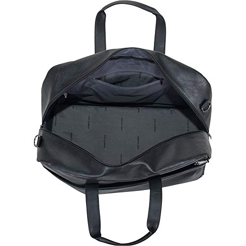 15-Inch Laptop Bag for Business Travel - Black Faux Leather