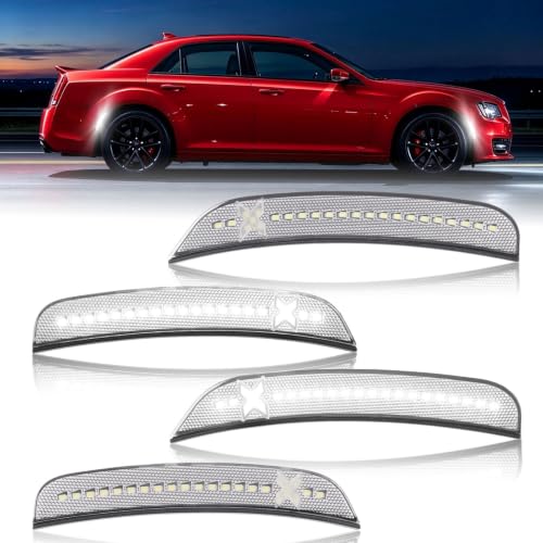 Gempro Xstyle LED Side Marker Lights for Chrysler 300 White Clear - Front & Rear Bumper Signal Lamps