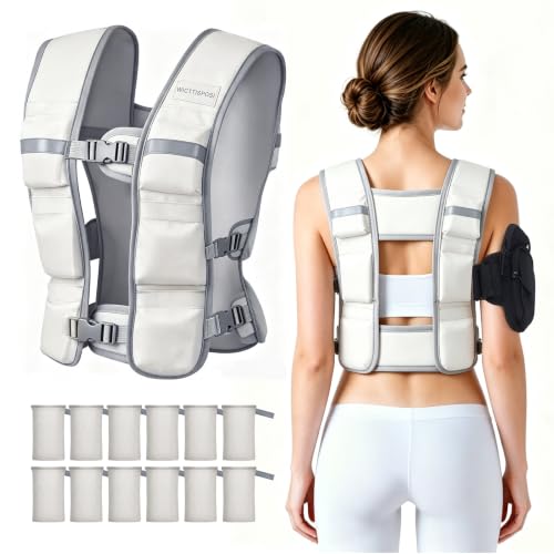 WICTTISPOSI Adjustable Weighted Vest for Women Men Ivory Gray 0.7-18 lbs Fitness Training