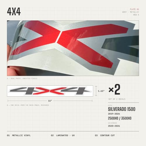 Gray Metallic 4x4 Decals for Chevrolet Silverado 2019-2026 - Bold Outdoor Sticker Set